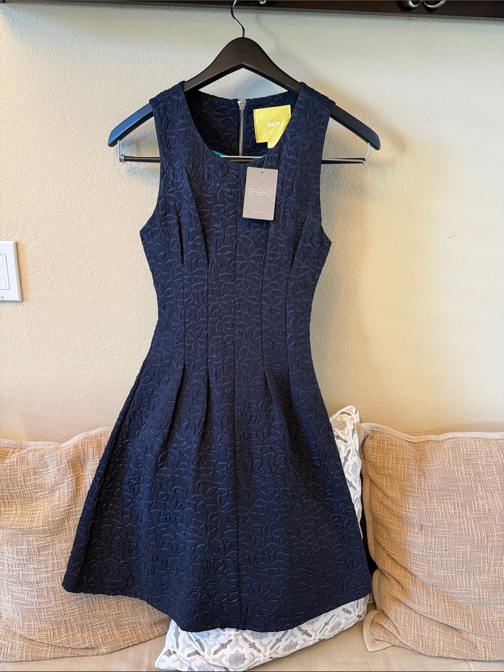 Anthropologie Maeve NWT Sleeveless Navy Textured Fit-and-Flare Dress